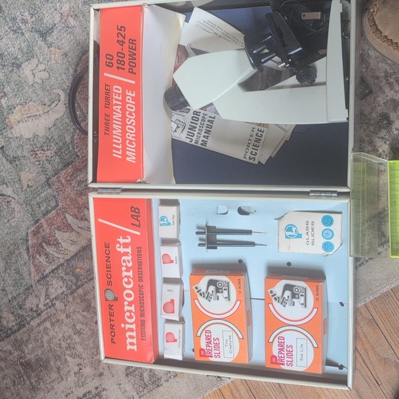 Porter Microcraft Microscope Lab Box with Blue Design - Picture 2 of 9